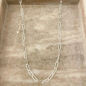 925 Sterling Silver Paperclip Necklace Minimalist Stacking Layer Necklace